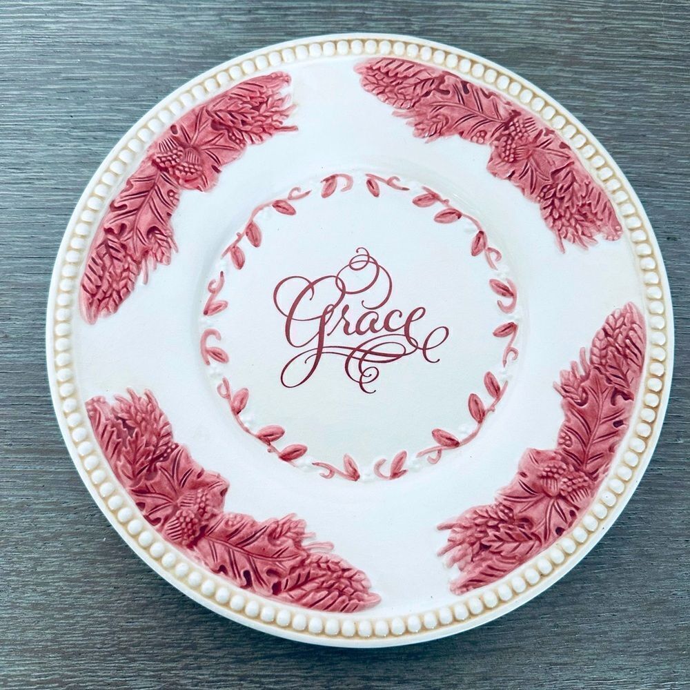 Vintage Grace Textured Fall Leaves Serving Decor Plate